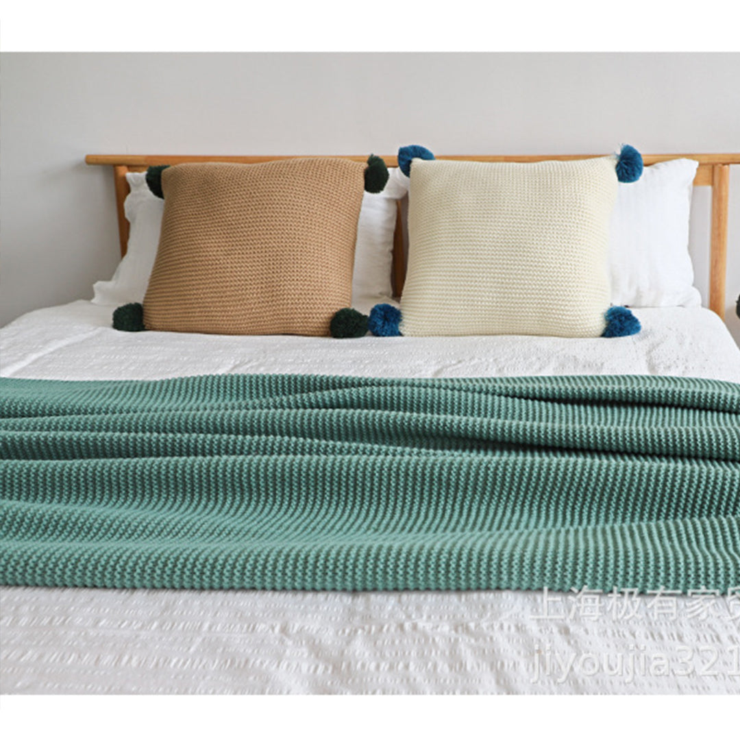 SOGA 2X Green Tassel Fringe Knitting Blanket Warm Cozy Woven Cover Couch Bed Sofa Home Decor-Throw Blankets-PEROZ Accessories