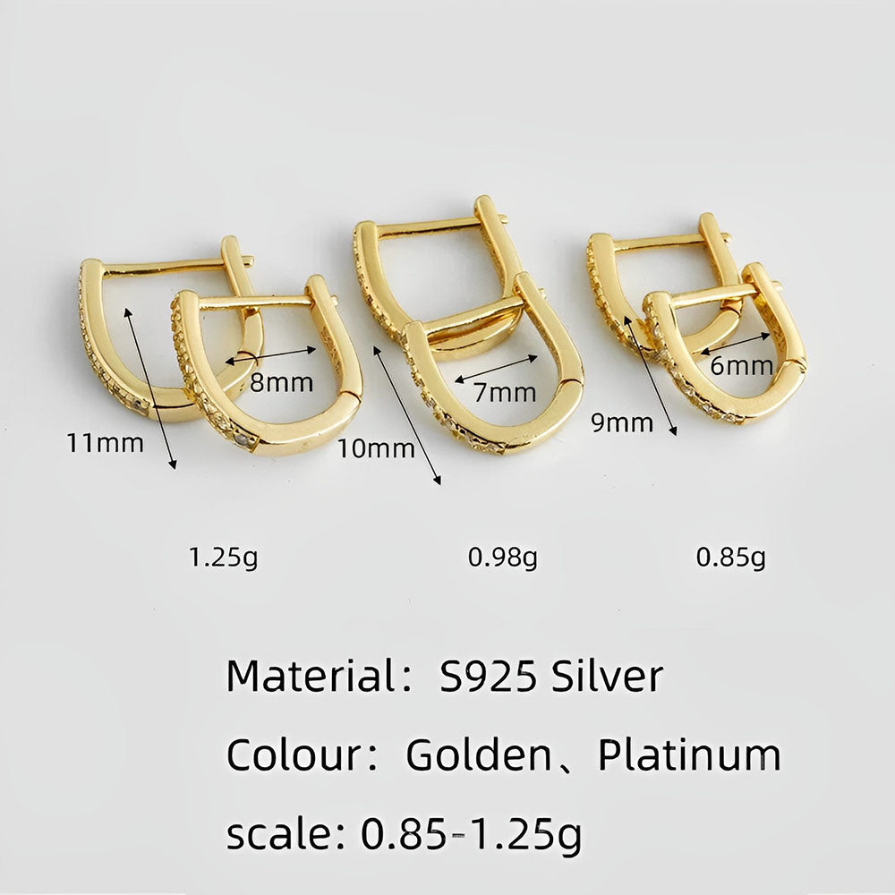 Anyco Hoop Earrings Simple Punk Pave CZ Zircon Huggies Charm Gold Women Piercing Jewelry Accessories 7mm-Earrings-PEROZ Accessories