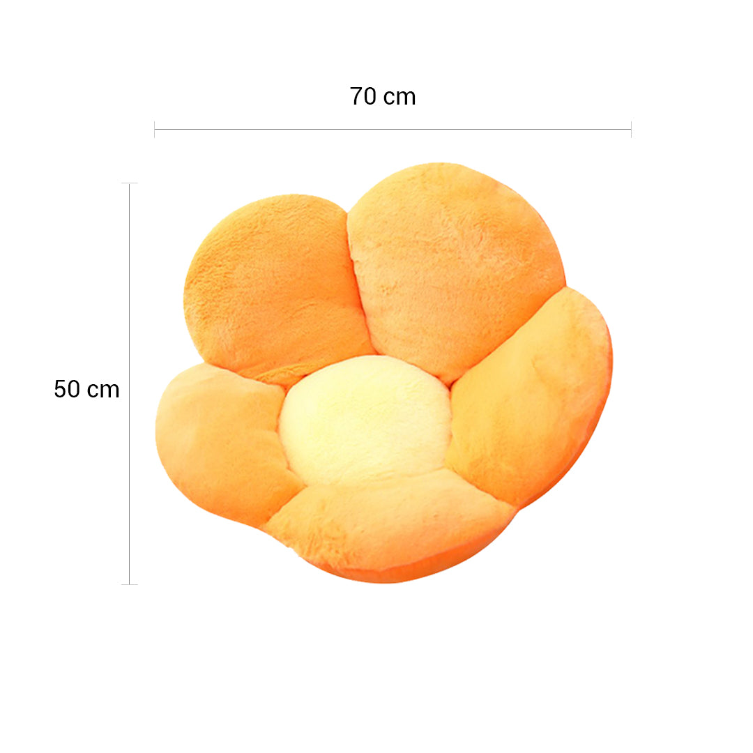 SOGA Orange Whimsical Big Flower Shape Cushion Soft Leaning Bedside Pad Floor Plush Pillow Home Decor-Chair & Sofa Cushions-PEROZ Accessories