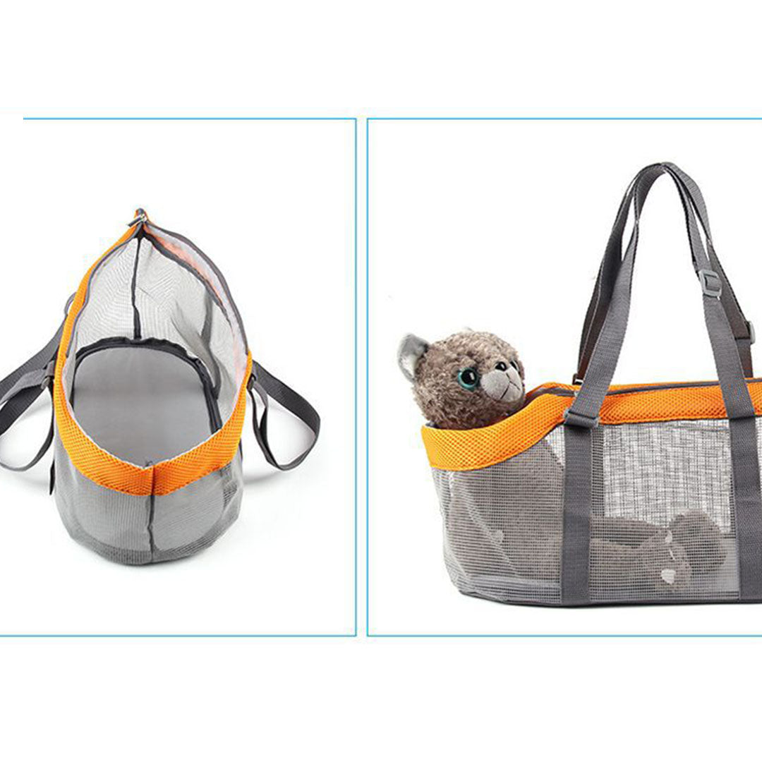 SOGA Grey Pet Carrier Bag Breathable Net Mesh Tote Pouch Dog Cat Travel Essentials-Pet Carriers & Travel Products-PEROZ Accessories