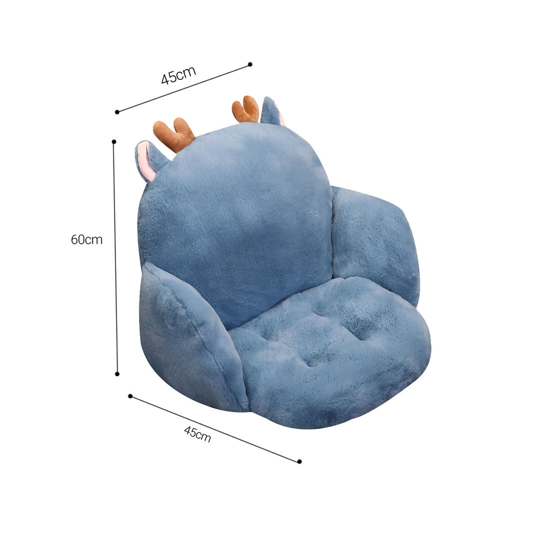 SOGA Blue Deer Shape Cushion Soft Leaning Bedside Pad Sedentary Plushie Pillow Home Decor-Chair & Sofa Cushions-PEROZ Accessories
