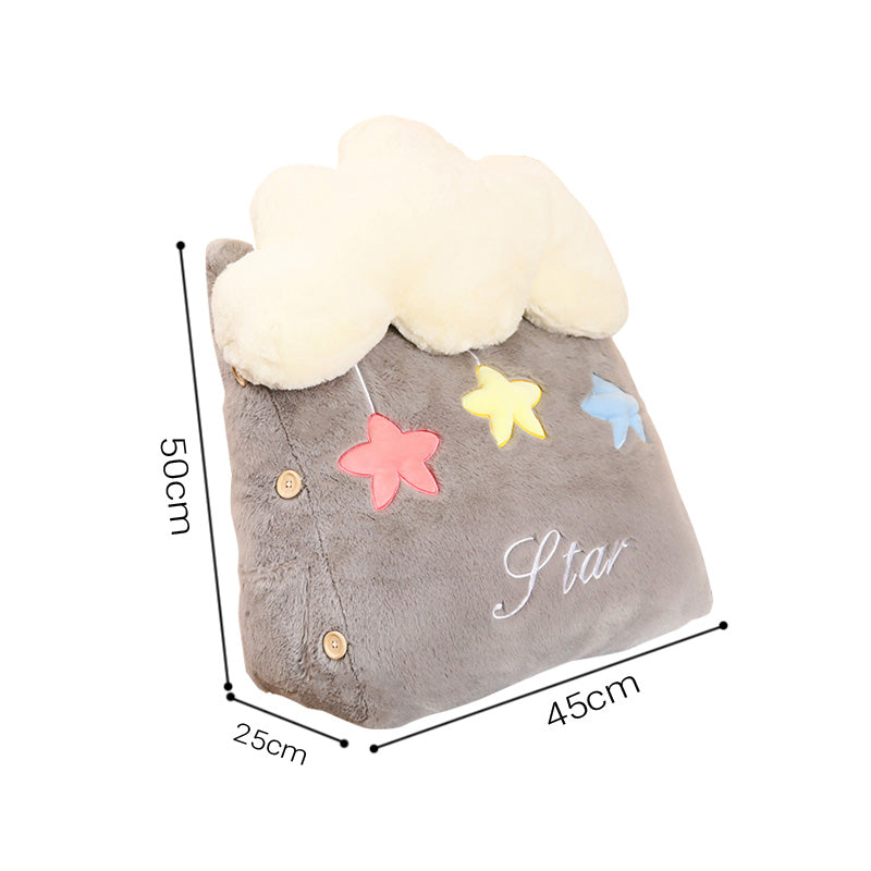 SOGA Grey Cute Star Cloud Cushion Soft Leaning Lumbar Wedge Pillow Bedside Plush Home Decor-Chair & Sofa Cushions-PEROZ Accessories