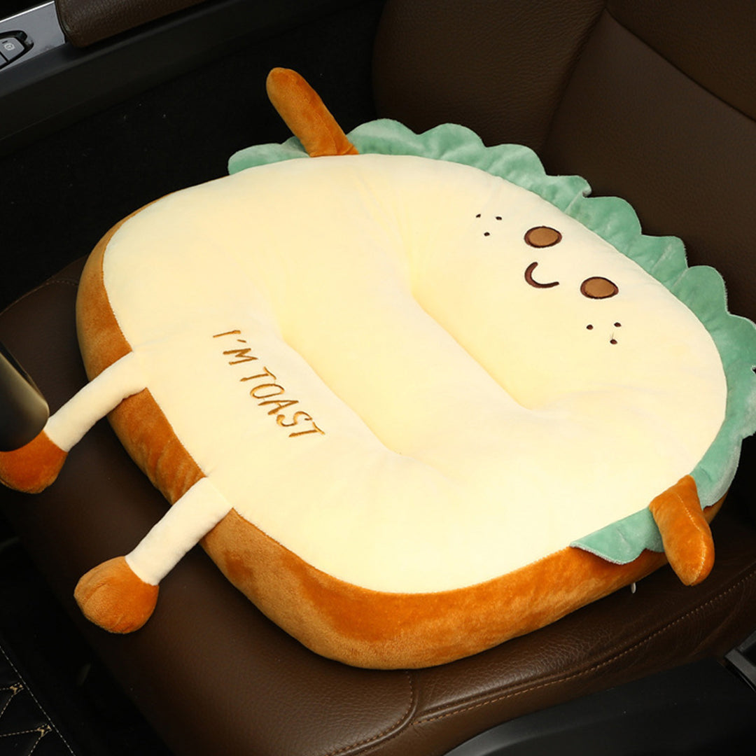 SOGA 2X Cute Face Toast Bread Cushion Stuffed Car Seat Plush Cartoon Back Support Pillow Home Decor-Chair & Sofa Cushions-PEROZ Accessories