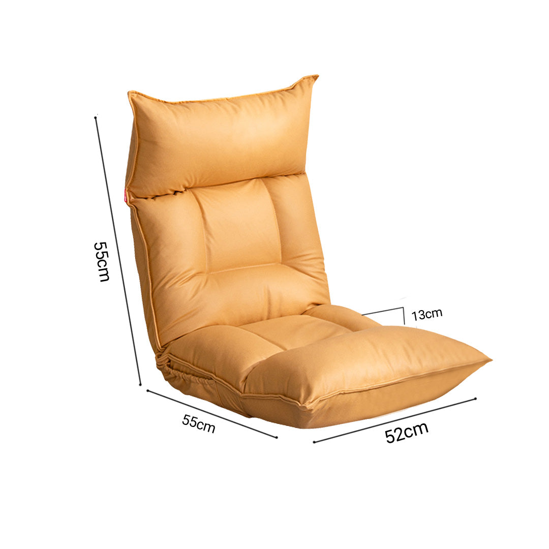 SOGA Yellow Lounge Recliner Lazy Sofa Bed Tatami Cushion Collapsible Backrest Seat Home Office Decor-Recliner Chair-PEROZ Accessories
