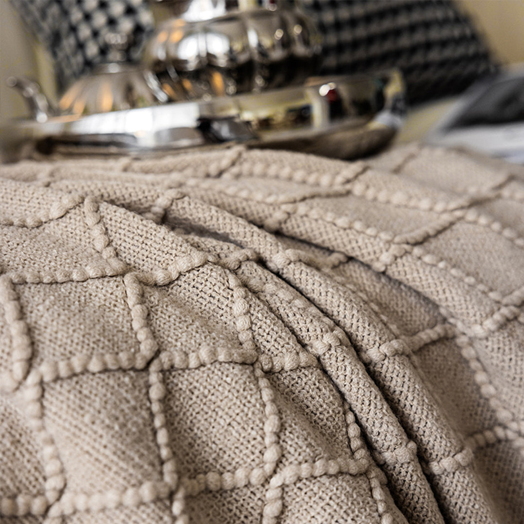 SOGA 2X Coffee Diamond Pattern Knitted Throw Blanket Warm Cozy Woven Cover Couch Bed Sofa Home Decor with Tassels-Throw Blankets-PEROZ Accessories