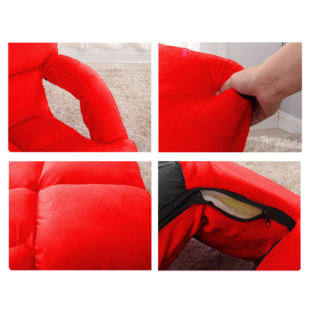 SOGA Foldable Lounge Cushion Adjustable Floor Lazy Recliner Chair with Armrest Red-Recliner Chair-PEROZ Accessories