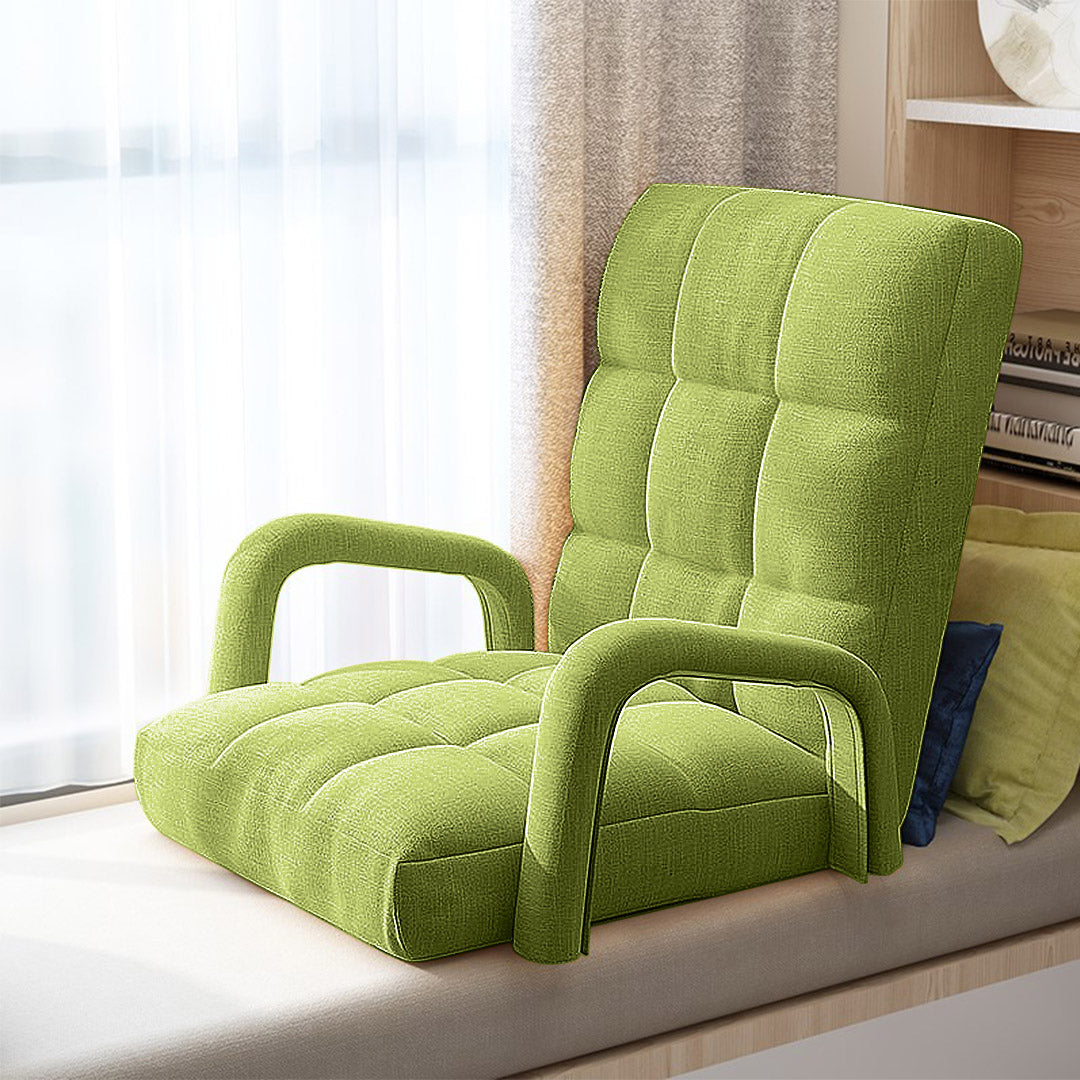 SOGA 2X Foldable Lounge Cushion Adjustable Floor Lazy Recliner Chair with Armrest Yellow Green-Recliner Chair-PEROZ Accessories