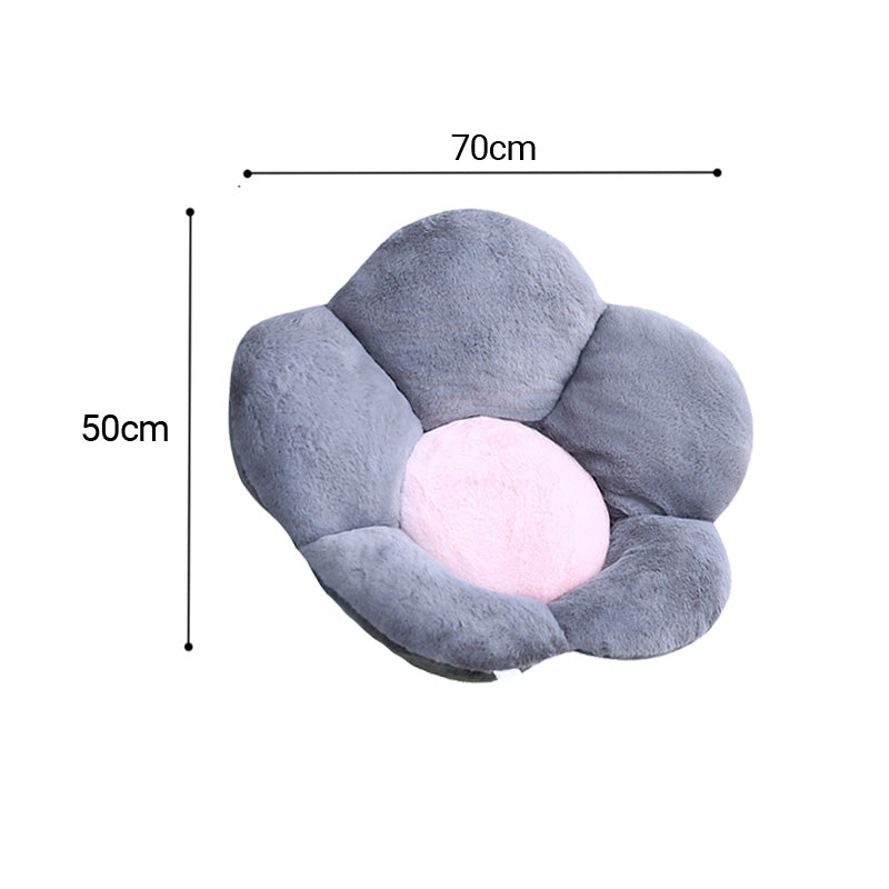 SOGA Dark Gray Whimsical Big Flower Shape Cushion Soft Leaning Bedside Pad Floor Plush Pillow Home Decor-Chair & Sofa Cushions-PEROZ Accessories