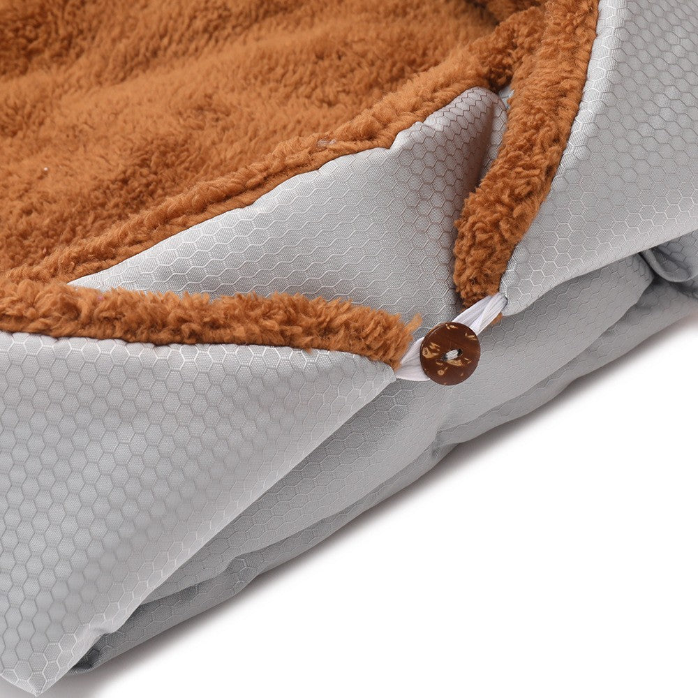 SOGA Silver Dual purpose Cushion Nest Cat Dog Bed Warm Plush Kennel Mat Pet Home Travel Essentials-Pet Carriers & Travel Products-PEROZ Accessories