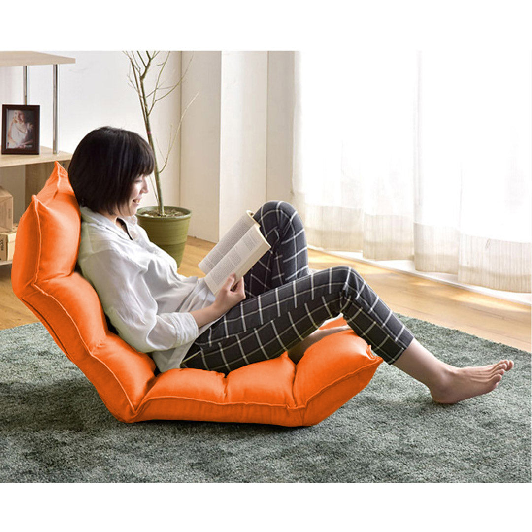 SOGA 4X Foldable Tatami Floor Sofa Bed Meditation Lounge Chair Recliner Lazy Couch Orange-Recliner Chair-PEROZ Accessories