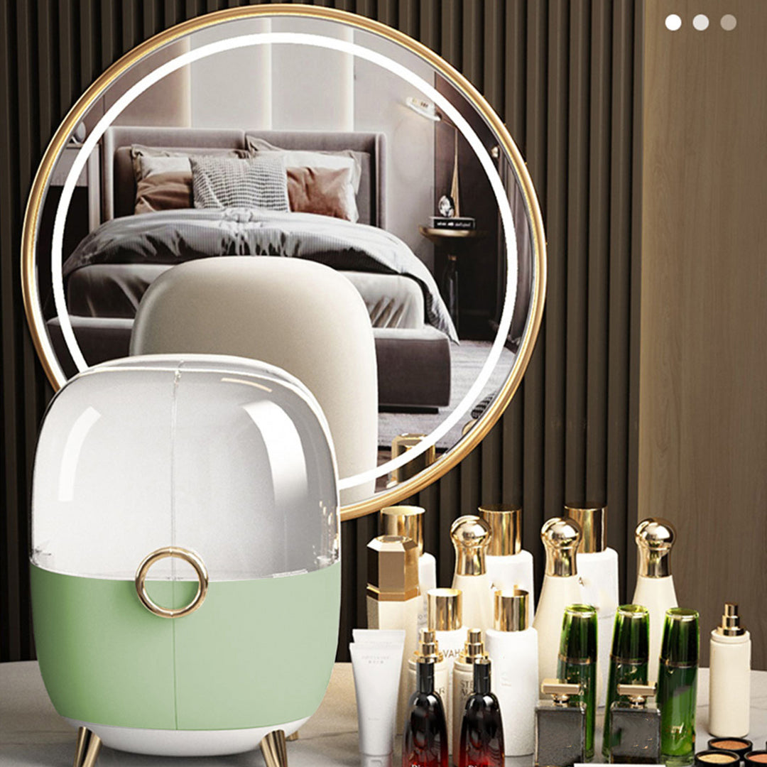 SOGA Green Transparent Countertop Makeup Organiser Cosmetic Storage Waterproof Dustproof Bathroom Skincare Holder with Lid-Makeup Organisers-PEROZ Accessories