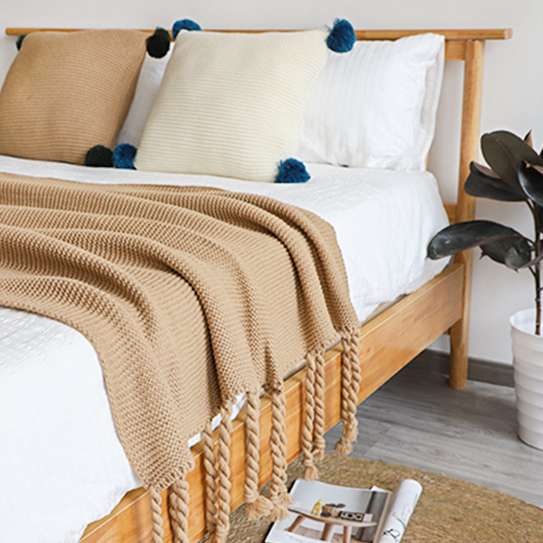 SOGA 2X Coffee Tassel Fringe Knitting Blanket Warm Cozy Woven Cover Couch Bed Sofa Home Decor-Throw Blankets-PEROZ Accessories