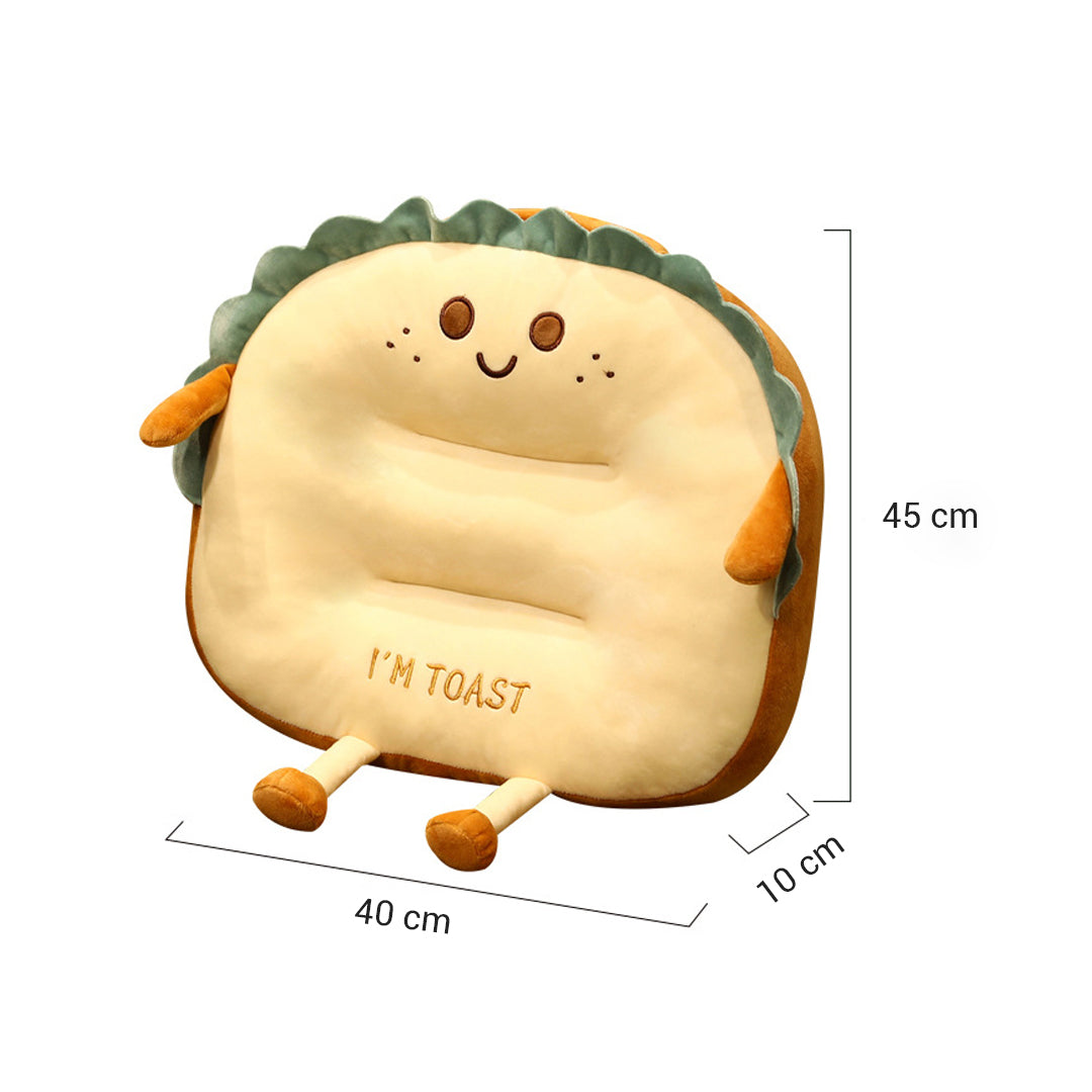 SOGA Cute Face Toast Bread Cushion Stuffed Car Seat Plush Cartoon Back Support Pillow Home Decor-Chair & Sofa Cushions-PEROZ Accessories