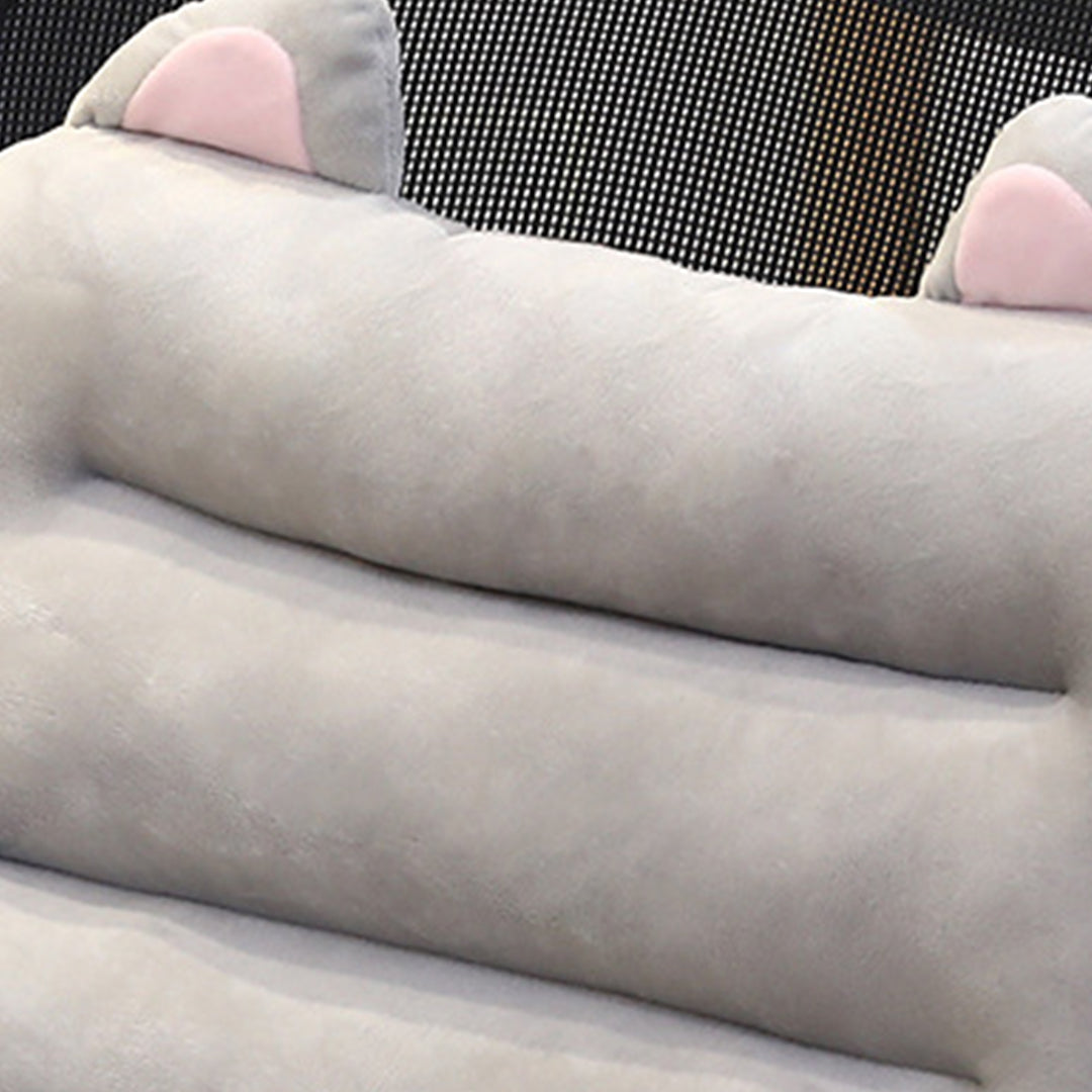 SOGA 2X Grey One Piece Siamese Cushion Office Sedentary Butt Mat Back Waist Chair Support Home Decor With Cat Ears-Chair & Sofa Cushions-PEROZ Accessories