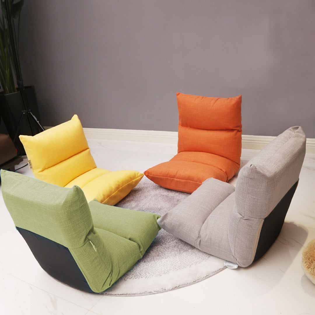 SOGA Lounge Floor Recliner Adjustable Lazy Sofa Bed Folding Game Chair Yellow Green-Recliner Chair-PEROZ Accessories