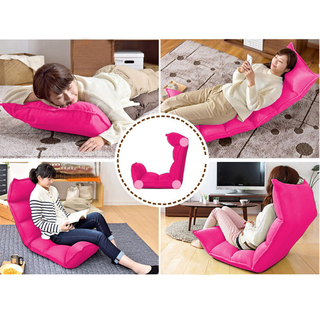 SOGA Foldable Tatami Floor Sofa Bed Meditation Lounge Chair Recliner Lazy Couch Pink-Recliner Chair-PEROZ Accessories