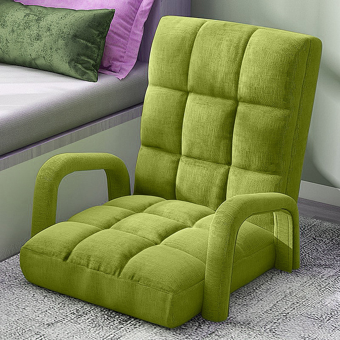 SOGA 2X Foldable Lounge Cushion Adjustable Floor Lazy Recliner Chair with Armrest Yellow Green-Recliner Chair-PEROZ Accessories