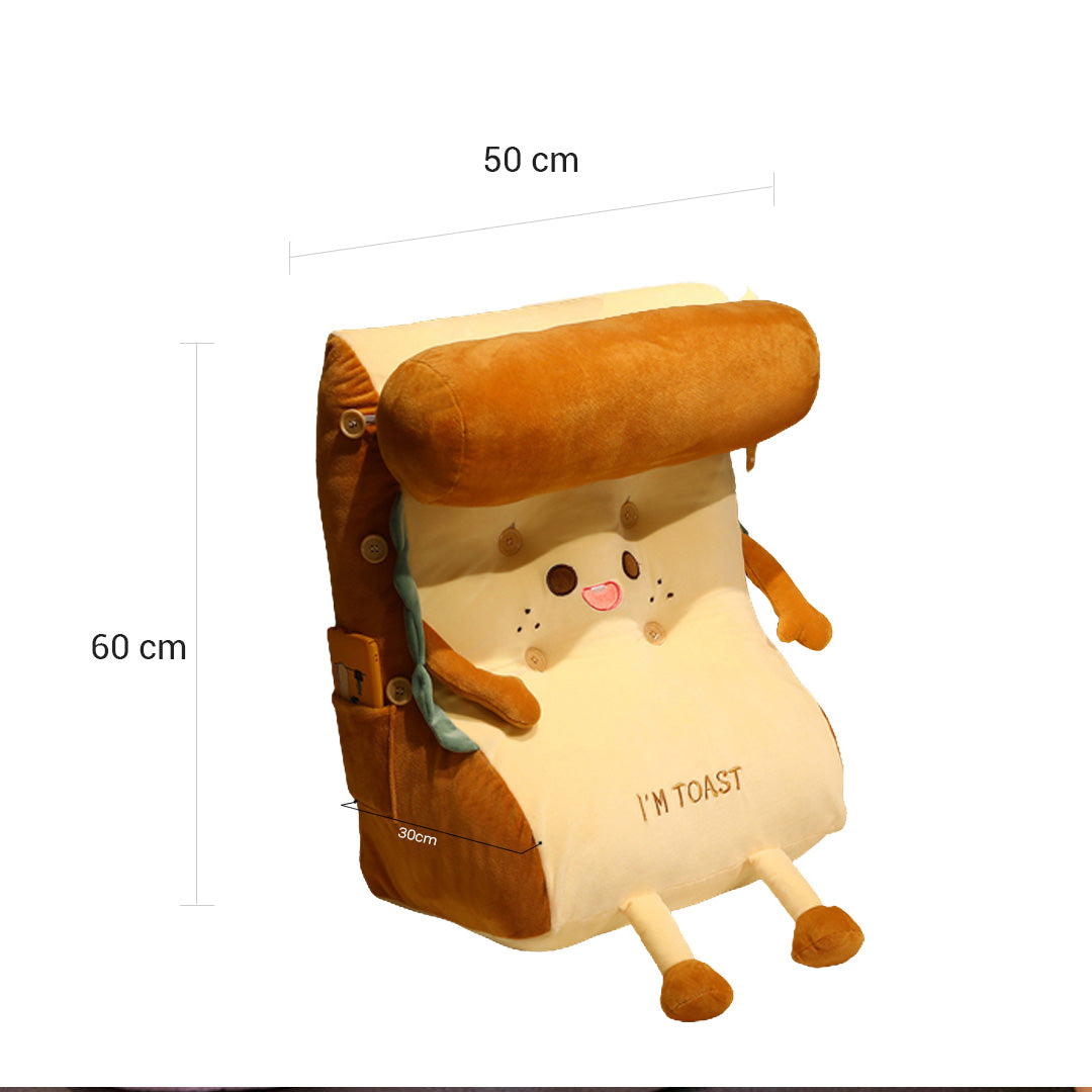 SOGA 2X Cute Face Toast Bread Wedge Cushion Stuffed Plush Cartoon Back Support Pillow Home Decor-PEROZ Accessories