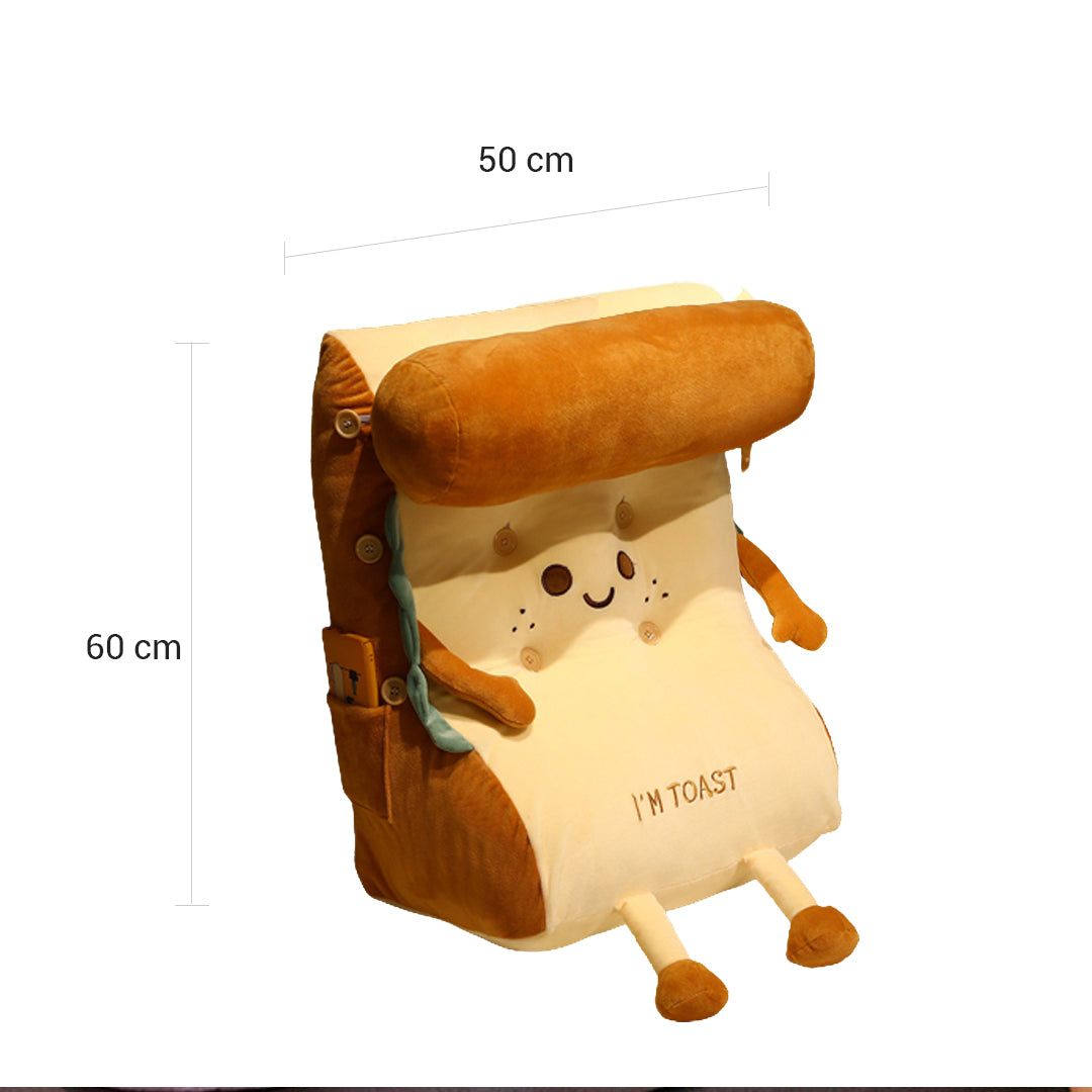 SOGA Smiley Face Toast Bread Wedge Cushion Stuffed Plush Cartoon Back Support Pillow Home Decor-PEROZ Accessories