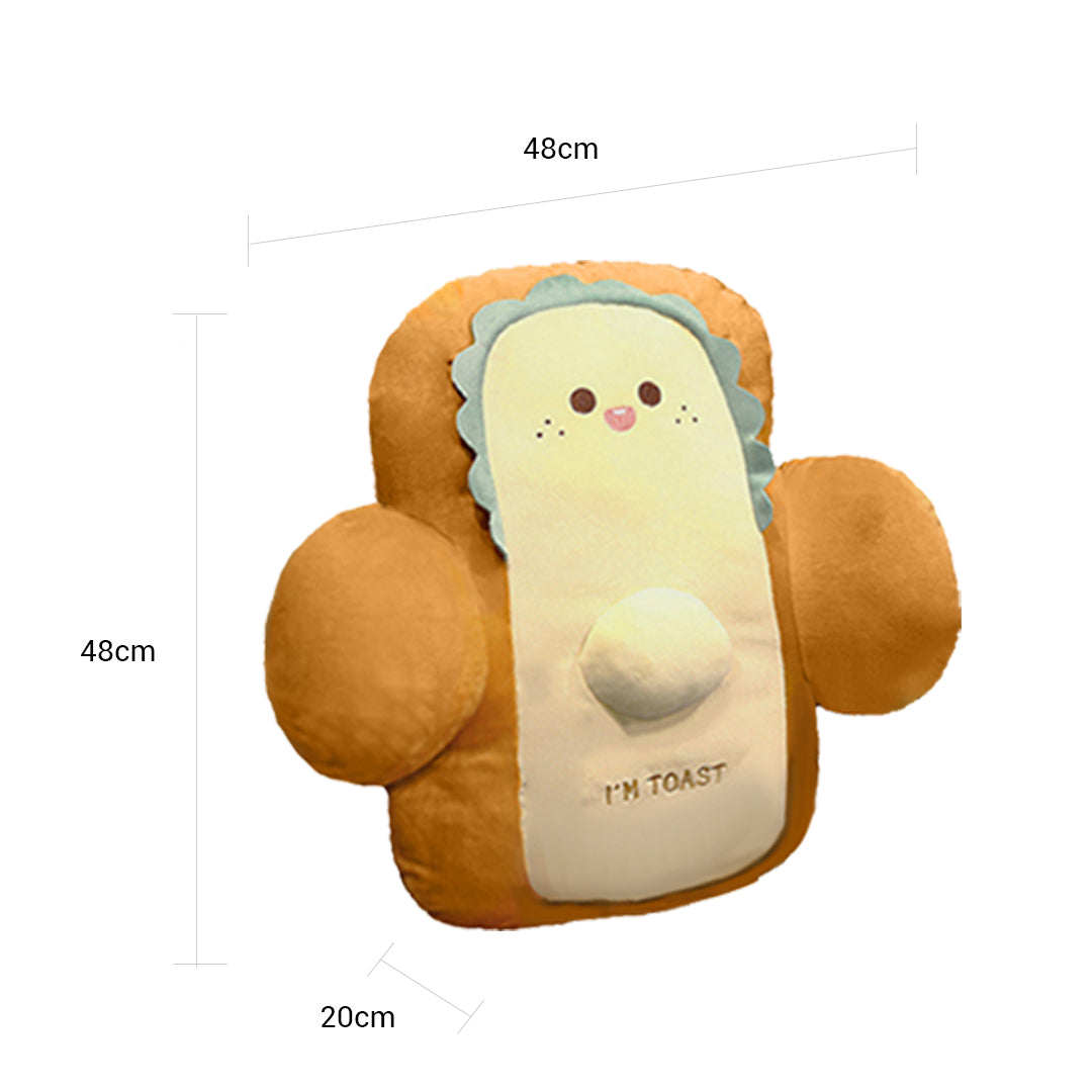 SOGA 48cm Cute Face Toast Bread Cushion Stuffed Car Seat Plush Cartoon Back Support Pillow Home Decor-Chair & Sofa Cushions-PEROZ Accessories
