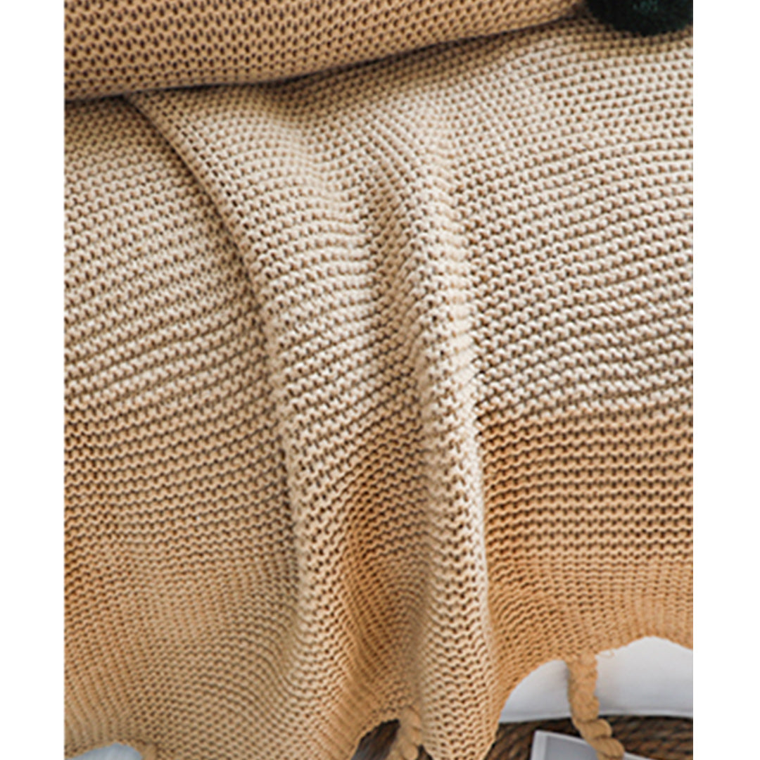 SOGA 2X Coffee Tassel Fringe Knitting Blanket Warm Cozy Woven Cover Couch Bed Sofa Home Decor-Throw Blankets-PEROZ Accessories