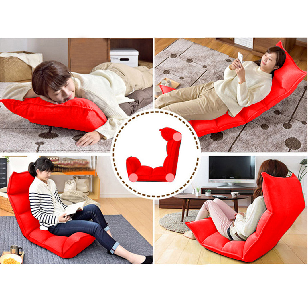 SOGA Foldable Tatami Floor Sofa Bed Meditation Lounge Chair Recliner Lazy Couch Red-Recliner Chair-PEROZ Accessories