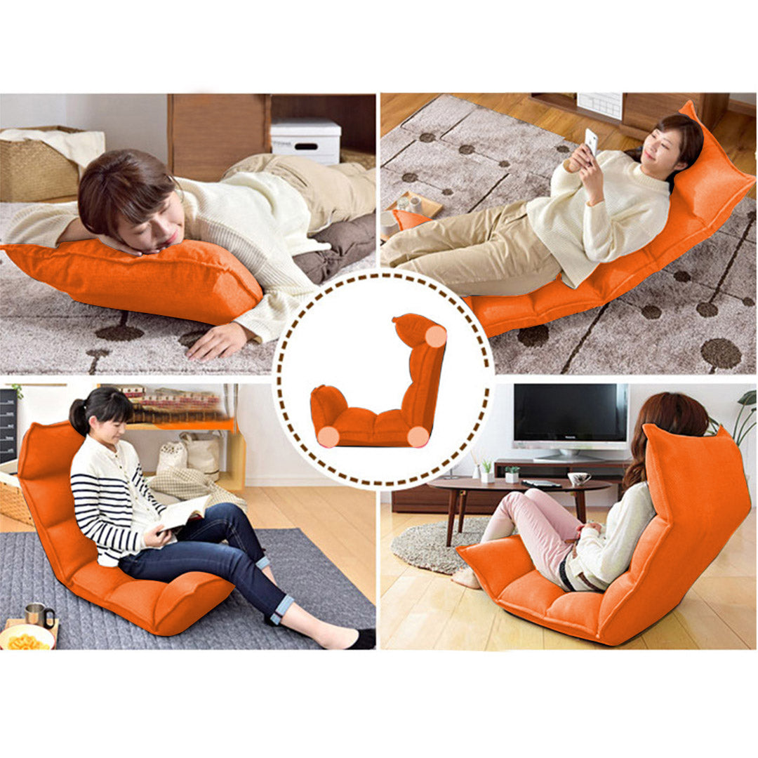 SOGA 4X Foldable Tatami Floor Sofa Bed Meditation Lounge Chair Recliner Lazy Couch Orange-Recliner Chair-PEROZ Accessories