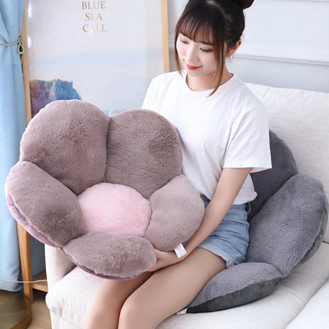 SOGA Dark Gray Whimsical Big Flower Shape Cushion Soft Leaning Bedside Pad Floor Plush Pillow Home Decor-Chair & Sofa Cushions-PEROZ Accessories
