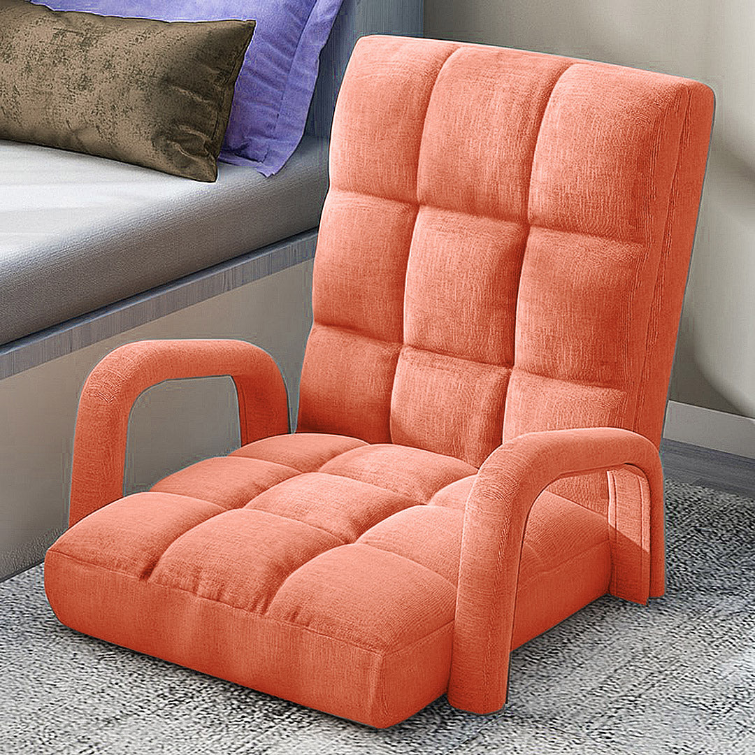 SOGA 4X Foldable Lounge Cushion Adjustable Floor Lazy Recliner Chair with Armrest Orange-Recliner Chair-PEROZ Accessories