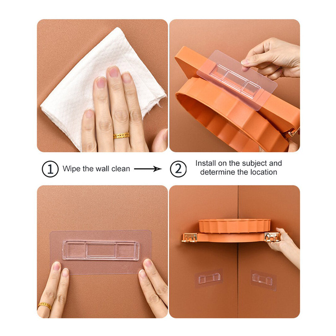 SOGA Orange 360 Degree Wall Mounted Rotating Bathroom Organiser Corner Vanity Rack Toilet Adhesive Storage Shelf-Bathroom Storage-PEROZ Accessories