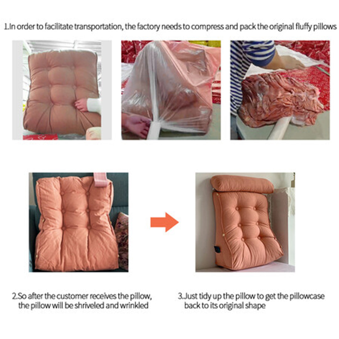 SOGA 60cm Peach Triangular Wedge Lumbar Pillow Headboard Backrest Sofa Bed Cushion Home Decor-Headboard Pillow-PEROZ Accessories