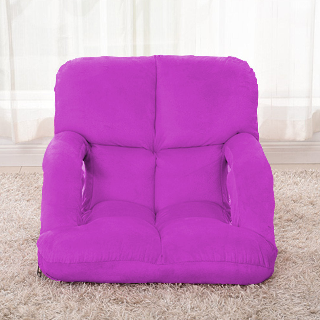 SOGA 4X Foldable Lounge Cushion Adjustable Floor Lazy Recliner Chair with Armrest Purple - Kid-Recliner Chair-PEROZ Accessories