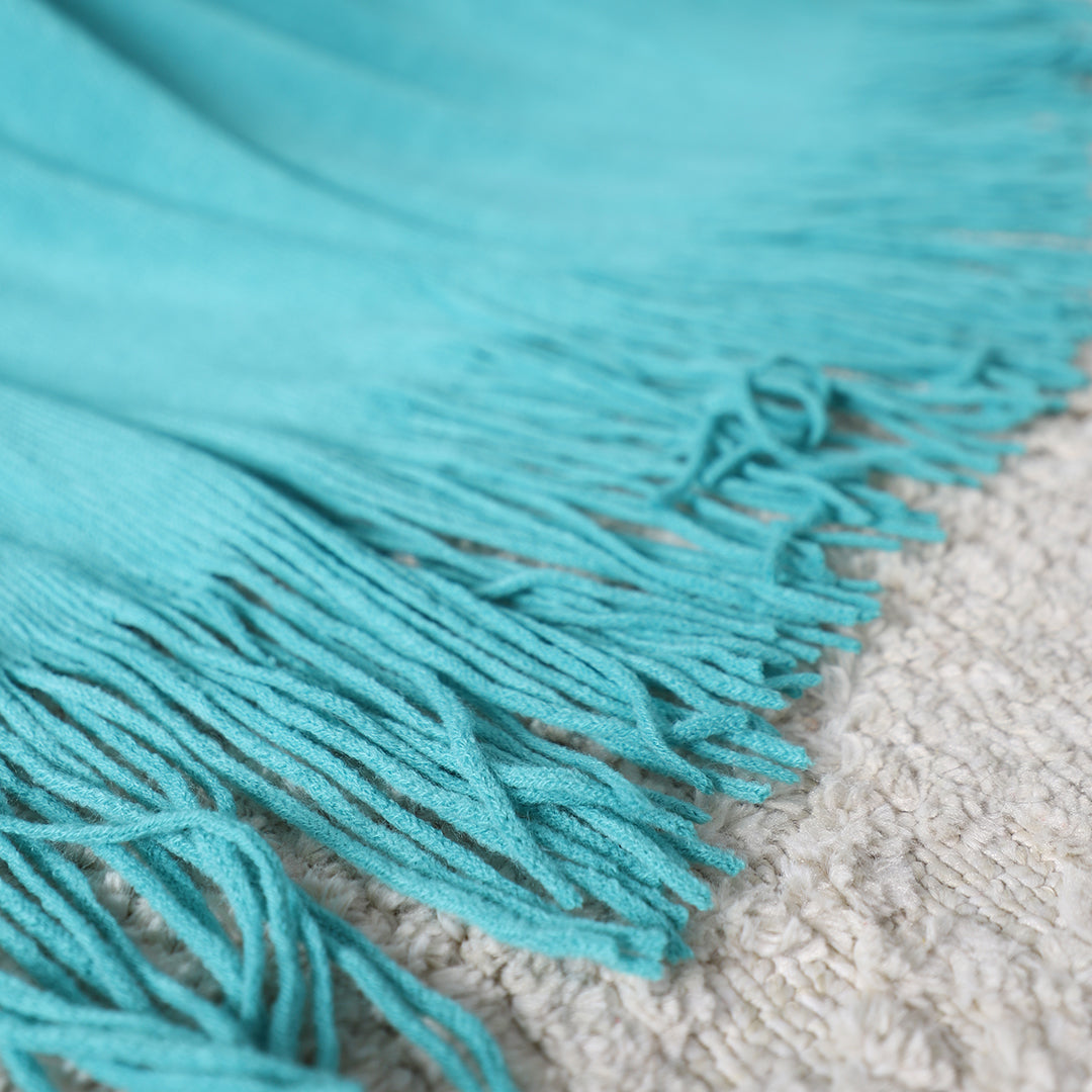 SOGA Teal Acrylic Knitted Throw Blanket Solid Fringed Warm Cozy Woven Cover Couch Bed Sofa Home Decor-Throw Blankets-PEROZ Accessories
