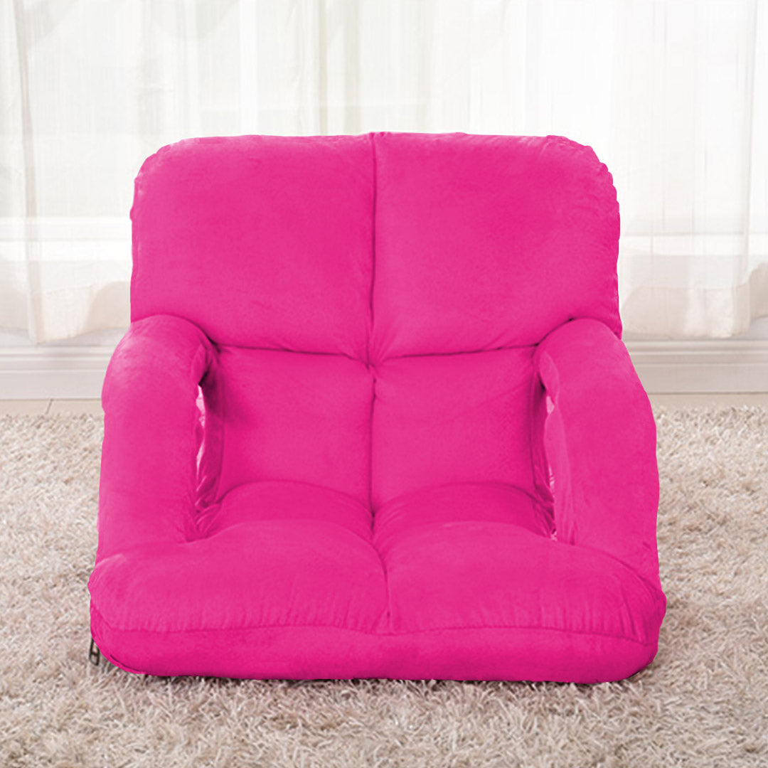 SOGA Foldable Lounge Cushion Adjustable Floor Lazy Recliner Chair with Armrest Pink - Kid-Recliner Chair-PEROZ Accessories