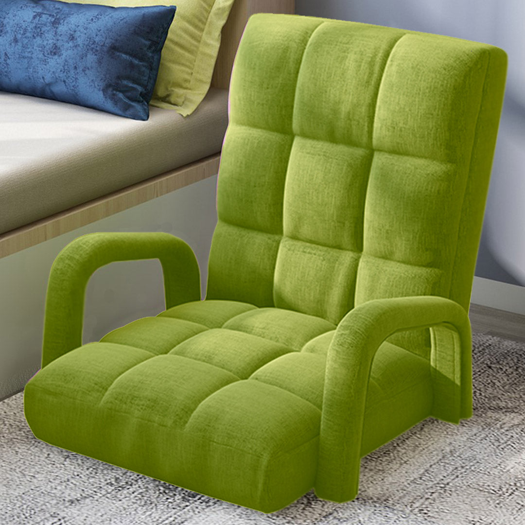 SOGA Foldable Lounge Cushion Adjustable Floor Lazy Recliner Chair with Armrest Yellow Green-Recliner Chair-PEROZ Accessories