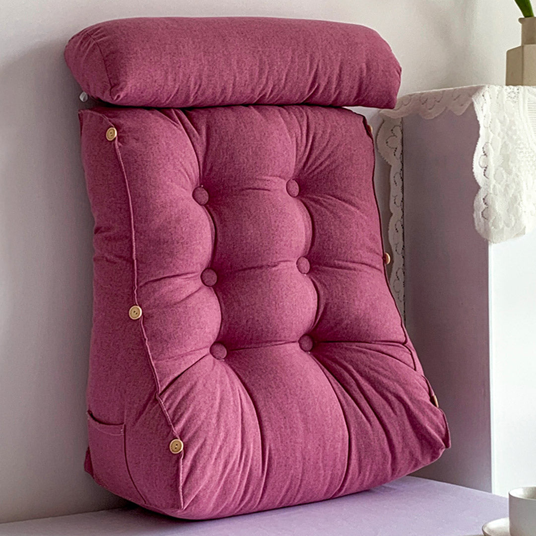 SOGA 60cm Magenta Triangular Wedge Lumbar Pillow Headboard Backrest Sofa Bed Cushion Home Decor-Headboard Pillow-PEROZ Accessories