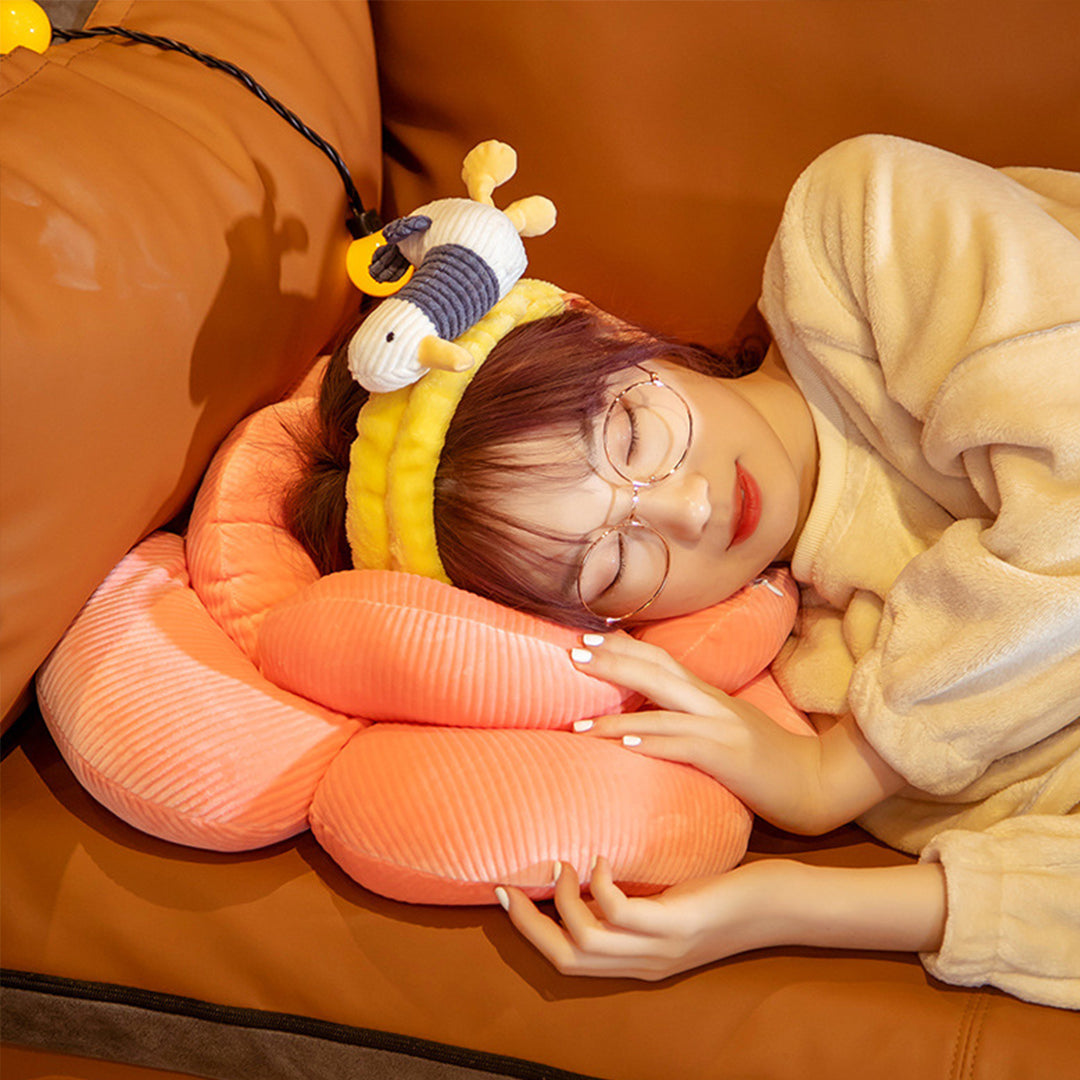 SOGA Beige Double Flower Shape Cushion Soft Bedside Floor Plush Pillow Home Decor-Chair & Sofa Cushions-PEROZ Accessories