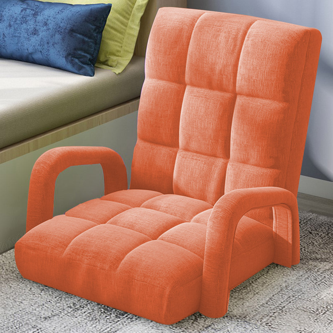 SOGA Foldable Lounge Cushion Adjustable Floor Lazy Recliner Chair with Armrest Orange-Recliner Chair-PEROZ Accessories