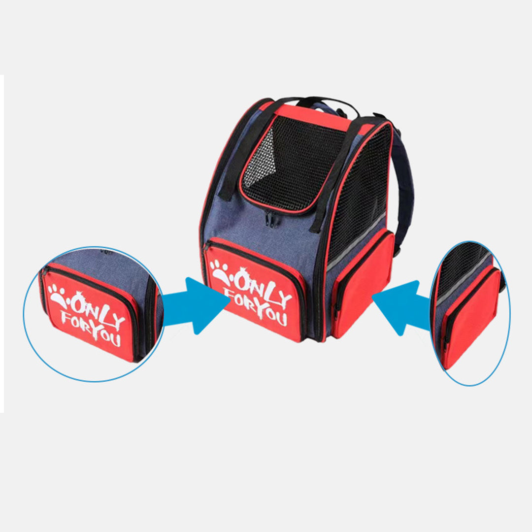 SOGA Red Pet Carrier Backpack Breathable Mesh Portable Safety Travel Essentials Outdoor Bag-Pet Carriers & Travel Products-PEROZ Accessories