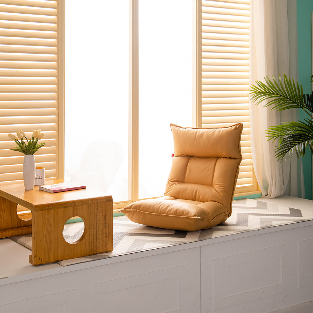 SOGA Yellow Lounge Recliner Lazy Sofa Bed Tatami Cushion Collapsible Backrest Seat Home Office Decor-Recliner Chair-PEROZ Accessories