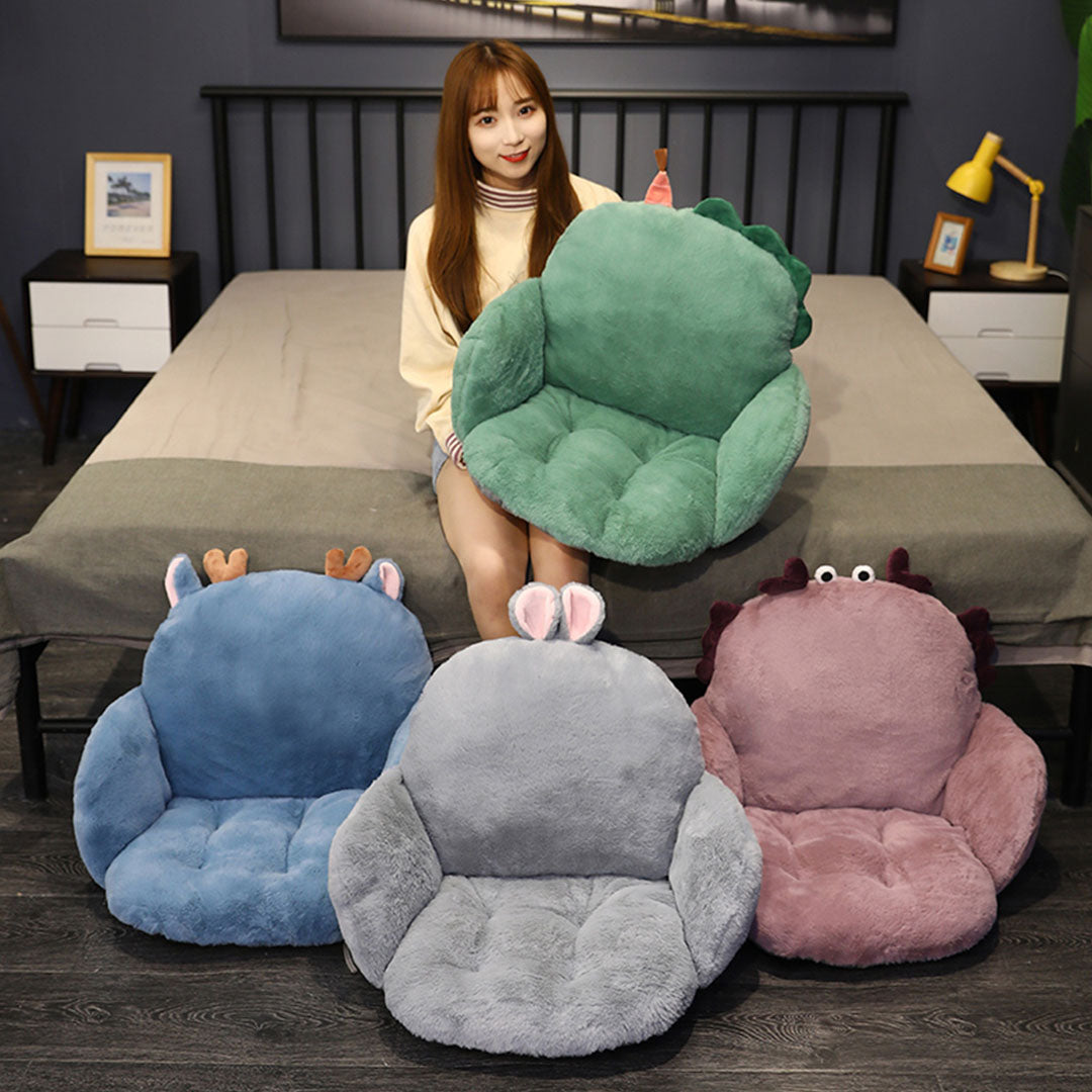 SOGA Green Dino Shape Cushion Soft Leaning Bedside Pad Sedentary Plushie Pillow Home Decor-Chair & Sofa Cushions-PEROZ Accessories