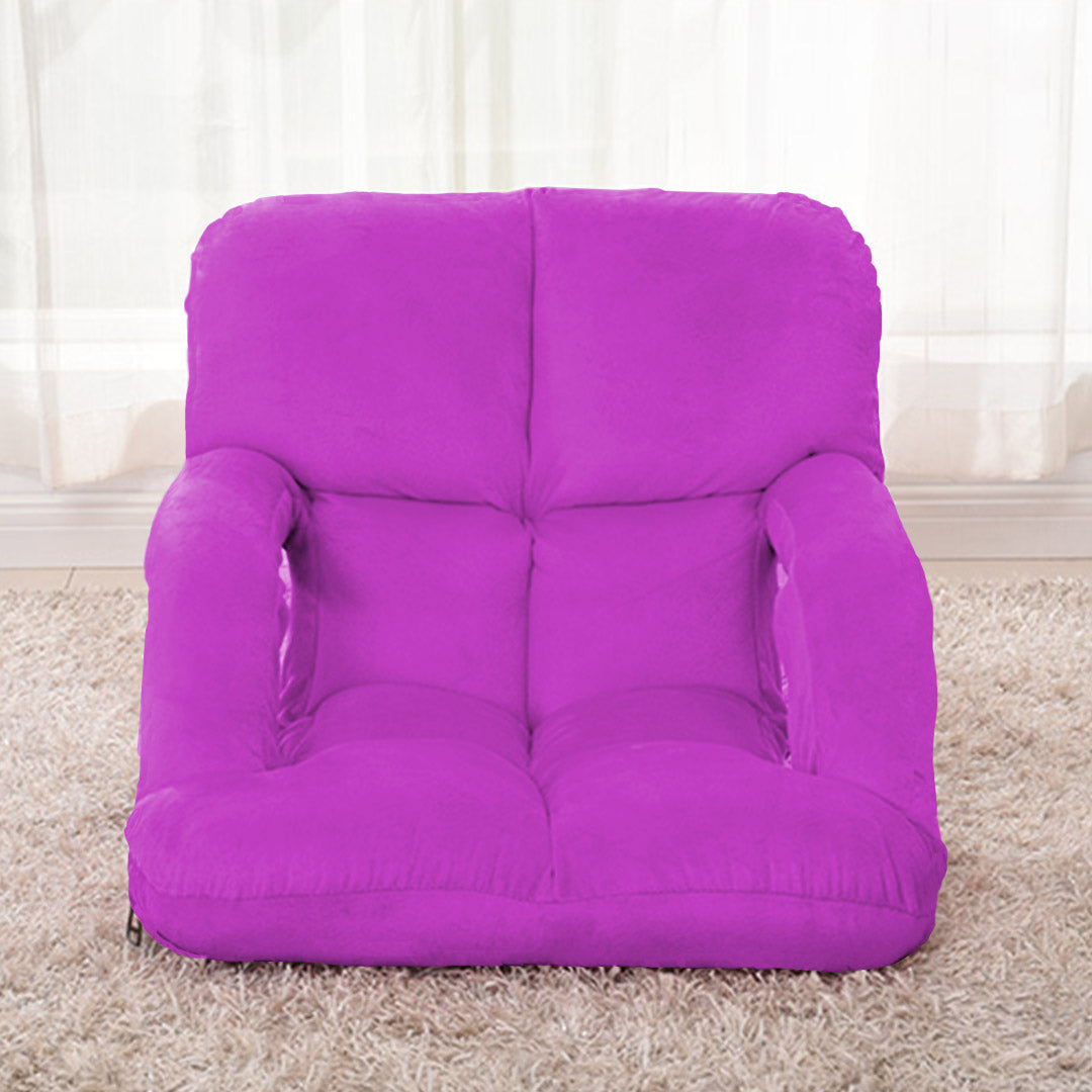 SOGA Foldable Lounge Cushion Adjustable Floor Lazy Recliner Chair with Armrest Purple-Recliner Chair-PEROZ Accessories
