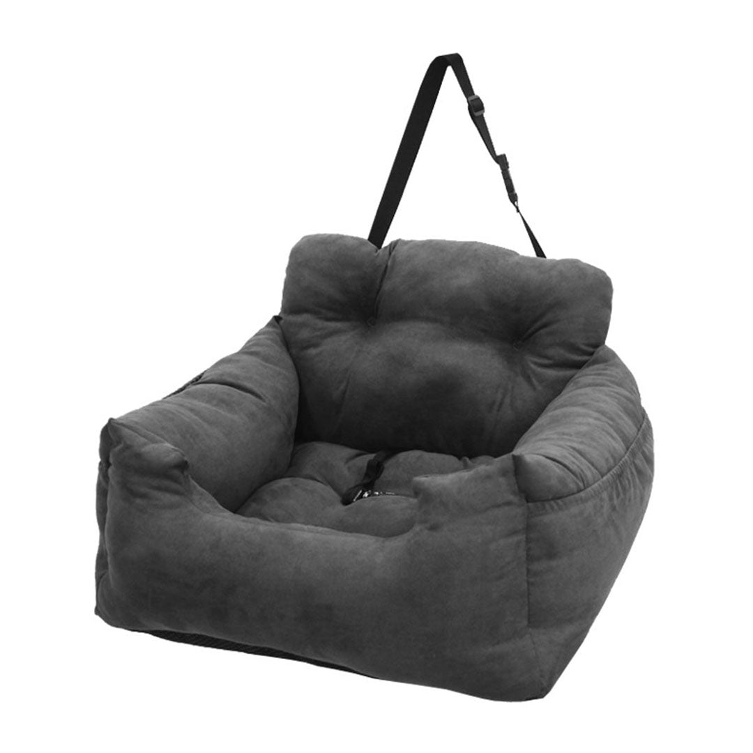 SOGA Grey Pet Car Seat Sofa Safety Soft Padded Portable Travel Carrier Bed-Pet Carriers & Travel Products-PEROZ Accessories