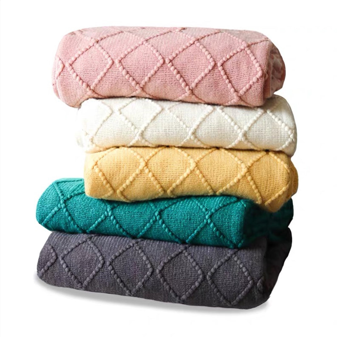 SOGA Green Diamond Pattern Knitted Throw Blanket Warm Cozy Woven Cover Couch Bed Sofa Home Decor with Tassels-Throw Blankets-PEROZ Accessories