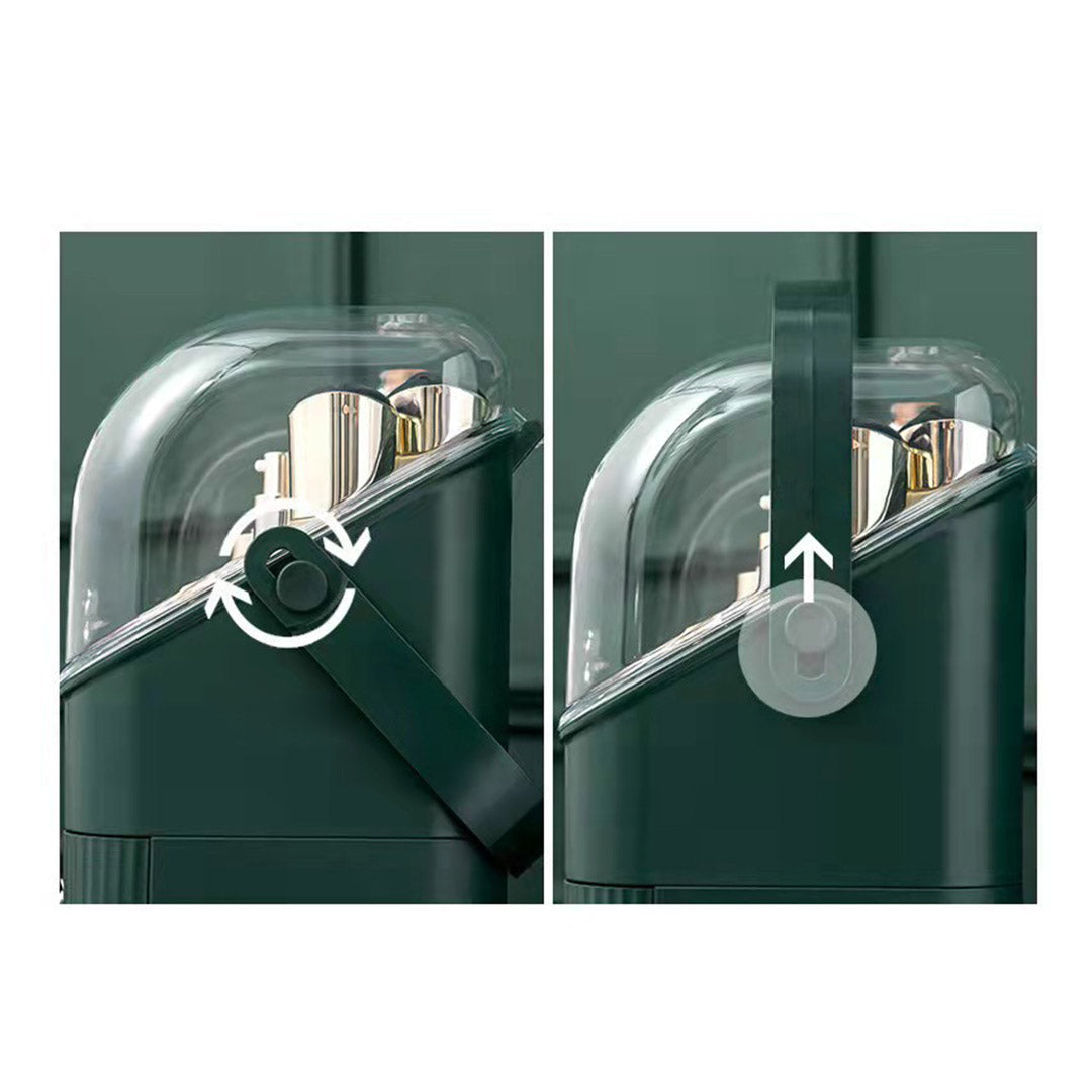 SOGA 29cm Green Countertop Makeup Cosmetic Storage Organiser Skincare Holder Jewelry Storage Box with Handle-Makeup Organisers-PEROZ Accessories