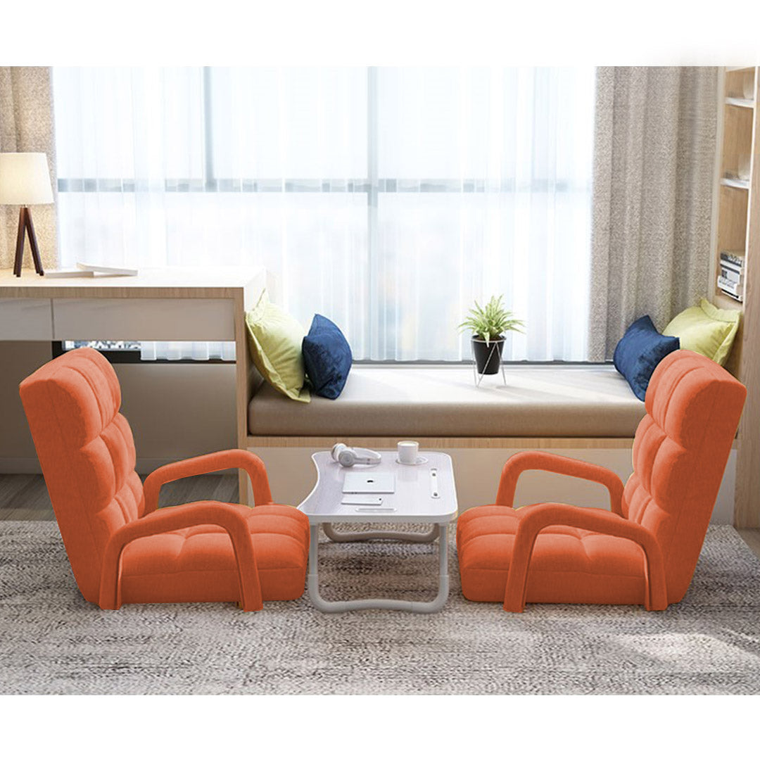 SOGA Foldable Lounge Cushion Adjustable Floor Lazy Recliner Chair with Armrest Orange-Recliner Chair-PEROZ Accessories