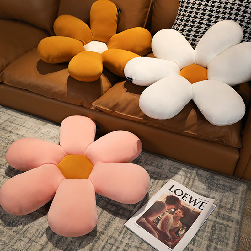 SOGA Coffee Daisy Flower Shape Cushion Soft Leaning Bedside Pad Floor Plush Pillow Home Decor-Chair & Sofa Cushions-PEROZ Accessories