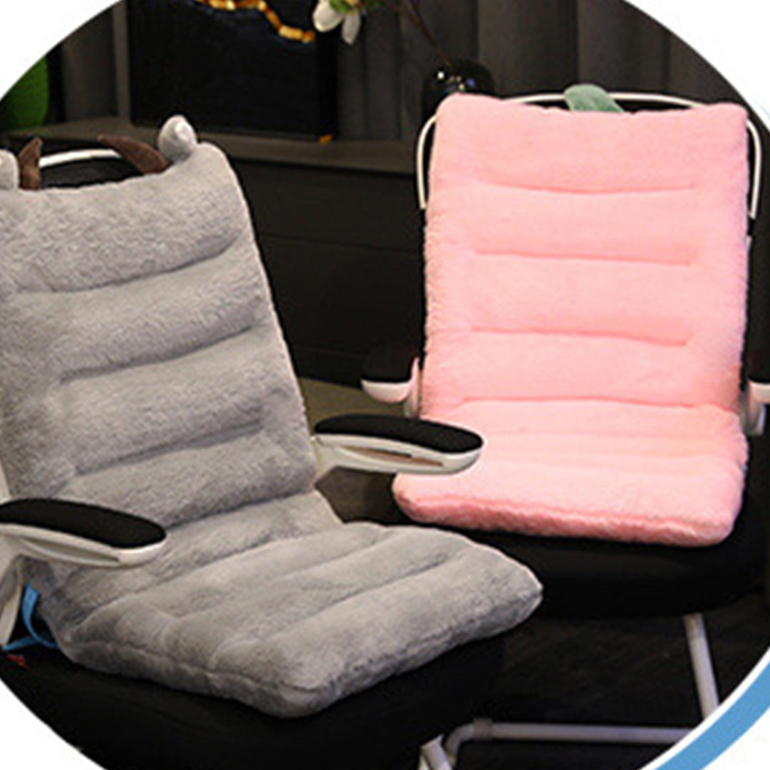 SOGA 2X Grey One Piece Siamese Cushion Office Sedentary Butt Mat Back Waist Chair Support Home Decor With Buffalo Ears-Chair & Sofa Cushions-PEROZ Accessories