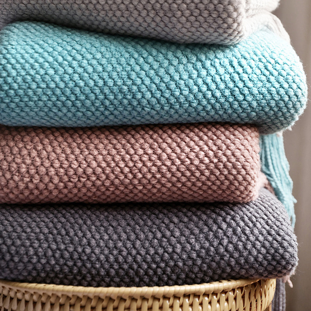 SOGA Green Tassel Fringe Knitting Blanket Warm Cozy Woven Cover Couch Bed Sofa Home Decor-Throw Blankets-PEROZ Accessories