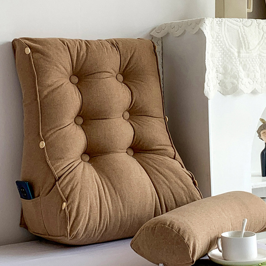 SOGA 45cm Khaki Triangular Wedge Lumbar Pillow Headboard Backrest Sofa Bed Cushion Home Decor-Headboard Pillow-PEROZ Accessories